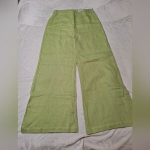 Faithfull the Brand Lime Green Linen Wide Leg Pants